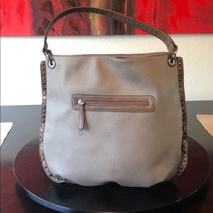 Sondra Roberts SR2 Large Tan Hobo Bag with Rivets
